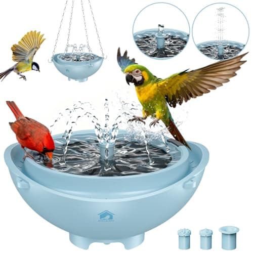 BROAIMX Solar Powered Bird Bath Fountain with Built-in Lithium Battery, 3 Nozzles for Garden, Automatic Low-Water Protection, Gift for Bird Lovers (Light Blue) - Image 1