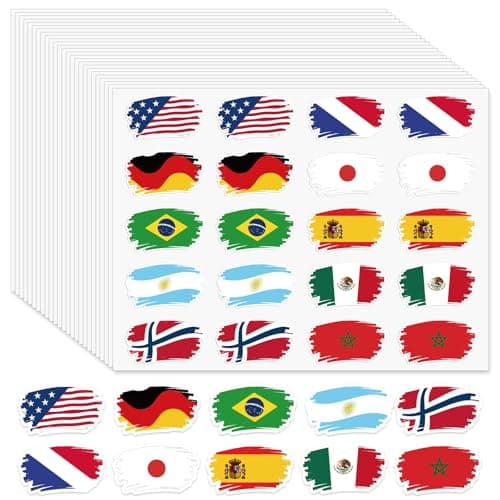 500 PCS Soccer Stickers for Kids Teens Adults, 10 National Flags Stickers for Water Bottles, Laptops, Sports Party Decals, Reward Sticker, Soccer Party Favors for Gift Bags - Image 1