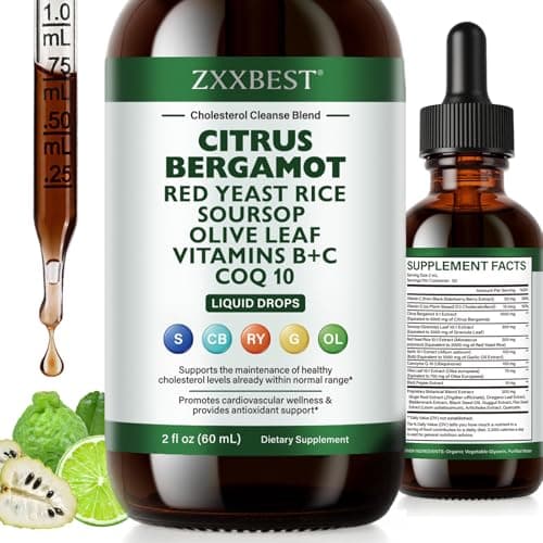 Red Rice Yeast for Cholesterol Support - High Absorption Cholesterol Support Blend with Red Rice Yeast Extract Liquid, Soursop Drops, Garlic, Olive Leaf, Citrus Bergamot & Vitamin C D3 - 2 Fl Oz (1) - Image 1