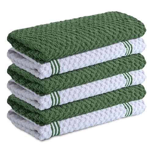 Infinitee Xclusives 100% Cotton Kitchen Towels - 15x25 Inch Ultra Soft Tea Towel, Super Absorbent Terry Dish Towels for Kitchen Linens |Green| - Image 1