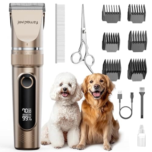 Jovipawzy Dog Clippers Low Noise, 2-Speed Quiet Dog Clippers for Grooming Kit Cordless Rechargeable Hair Clippers Shaver Trimmer for Small & Large Dogs,Cats and Animals (Gold) - Image 1