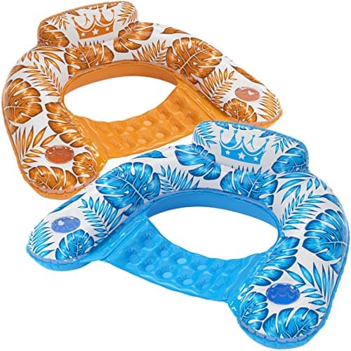 Jasonwell Inflatable Pool Float Chair - 2 Pack Pool Floaties Chair Floats Loungers for Swimming Pools Floating Lounger with Cup Holders Toy Party Floaties for Adults L - Image 1