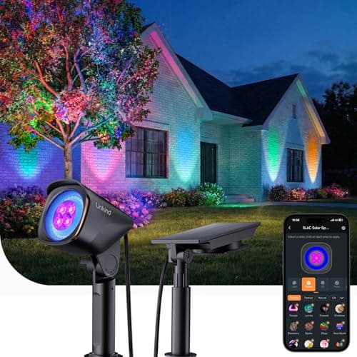 Linkind Smart SL6C Outdoor Lights Solar Powered, Dual-Ring Solar & USB Charging Solar Spotlights Outdoor Waterproof IP66, Color Changing Spot Light for Trees, Yard, Garden, Landscape, 1 Pack - Image 1