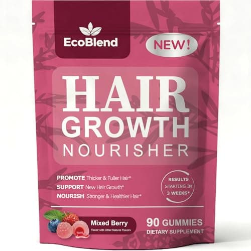 EcoBlend Hair Growth Gummies Women Vitamins—excellerator Nourish Hair and Nail Promote Fuller Locks with a Natural, Gentle Formula—Filled Gummies—Mixed Berry Flavor—90 Count (45-Day Supply) - Image 1
