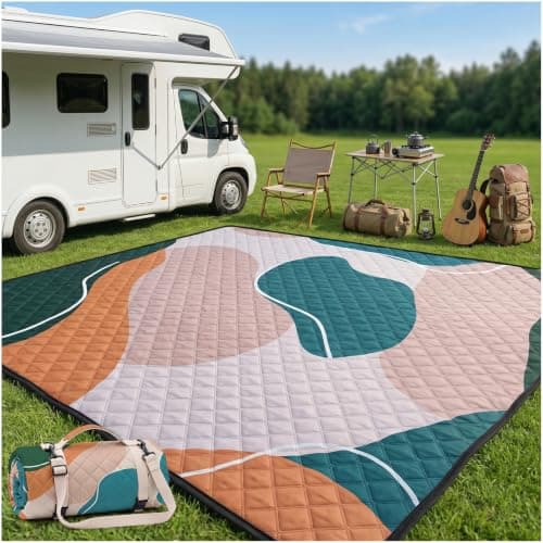 RYCHIC Waterproof Picnic Blanket Outdoor Camping Beach Mat Extra Large Foldable Car Essential Roadtrip Gadget Rv Accessories Glamping Tent Gear Must Haves Hiking Stuff Backpacking Necessities Gift - Image 1