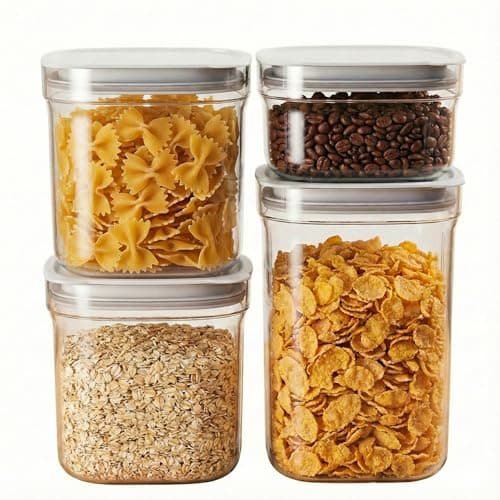 LavStow Airtight Food Storage Containers with Lids, 4 Pcs Set BPA Free Clear Sturdy Kitchen Pantry Organization Canisters for Herbs, Coffee, Tea - Keeps Food Fresh & Dry (Transparent-4pcs) - Image 1