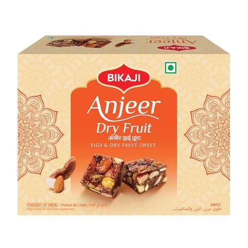 Bikaji Anjeer Dry Fruit Burfi 8.81oz (250g), Indian Fig & Nut Sweet, Premium Dry Fruit Dessert (mithai) with Figs, Almonds & Pistachios (Pista), Ready-to-Eat Dessert & Festive Gift - Image 1