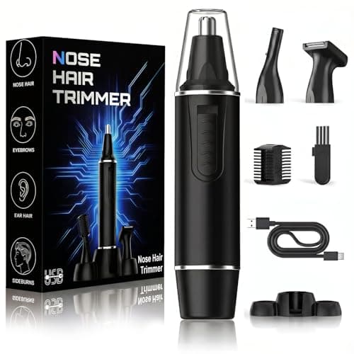 Nose Hair Trimmer for Men,Rechargeable 3-in-1 Professional Painless Eyebrow & Facial Hair Trimmer for Men Women,Multifunctional Trimmer with IPX7 Waterproof,Powerful Motor and Dual-Edge Blades(Black) - Image 1