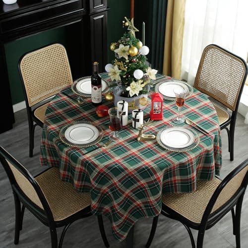 UWWGKK Wipeable Gingham Tablecloth, Green-Red Grid Square Tablecloth Durable, Table Cloth for Birthday Decorations, Picnic, Party, Restaurant - Image 1