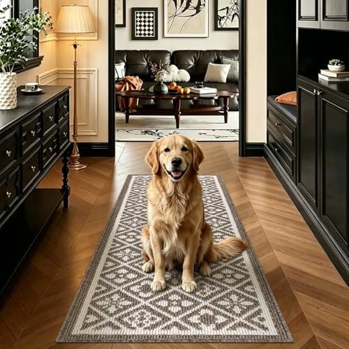 Ileading Laundry Room Runner Rug 2x6ft Non Slip Funny Kitchen Floor Mats with Rubber Backing Machine Washable Low Profile Indoor Decor Carpet for Doormat Hallway Entryway Petmat Garage Balcony(Brown) - Image 1