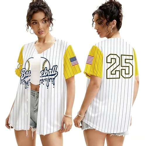 Baseball Shirts for Women Baseball Season Shirt Game Day Player Tshirt Sport Team Button up Short Sleeve Tops