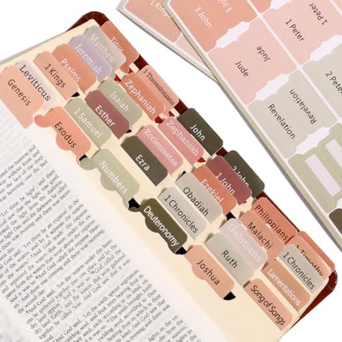 Neutral Bible Tabs - Unisex Bible Index Tags for Women/Men, Perfect Christian Gift for Bible Study (73 Bible Tabs Old and New Testament and 17 Blank Custom Tabs) - Image 1