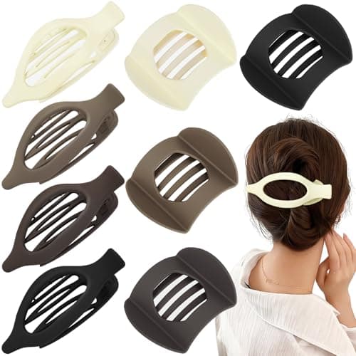 Obeoby 8 PCS Flat Claw Clips for Women, 2 Types French Flat Hair Clips Hair Accessories Barrettes Large Medium (Neutral Color) - Image 1