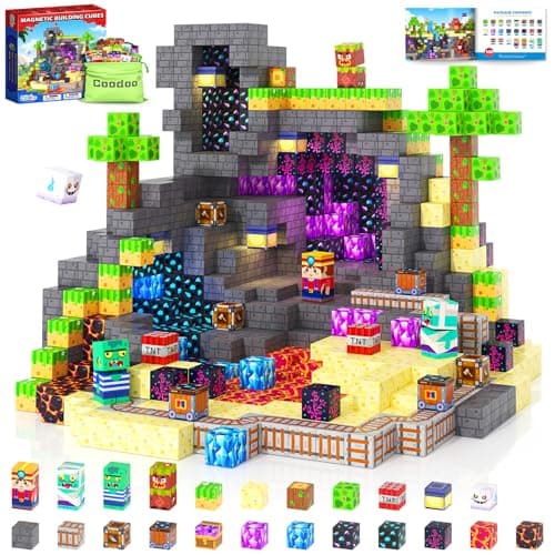 Magnetic Blocks, Build Mine Magnet World Rainforest Set for Kids Ages 4-8 - Image 1