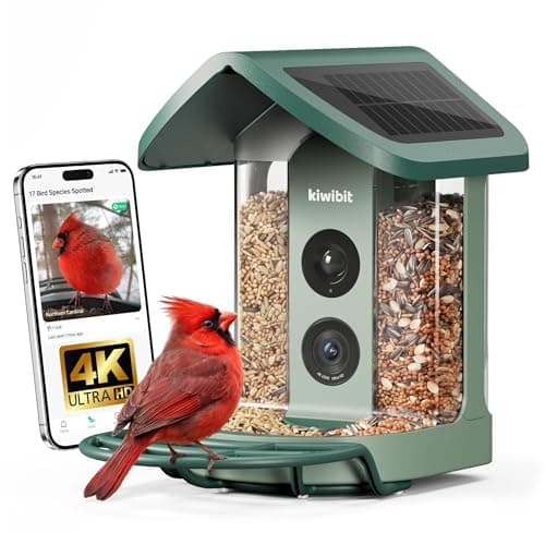 Kiwibit Solar Smart Bird Feeder with Camera, AI Bird Species Identification, 8MP Photos, 4K UHD Video Live Stream Wild Bird House Feeders for Outdoors, Bird Watching Gifts for Bird Lovers, Green - Image 1