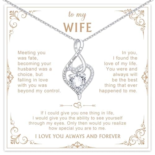 925 Sterling Silver Necklace Jewelry for Women- Exquisite Zircon Trendy Dainty Adjustable Chain Forever Love Pendant Necklace Heart Round Teardrop Birthday Anniversary Valentines Day Gift for Wife (Heart shape) - Image 1
