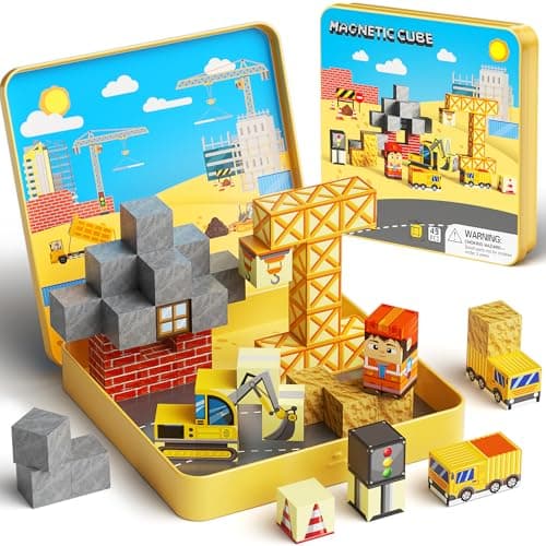 MEIQ 49PCS Mini Magnetic Building Blocks for Kids Ages 3-8 | STEM Educational Travel Toys with Portable Iron Storage Box | Construction Learning Gift for Toddlers, Boys & Girls - Image 1