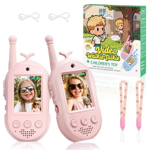 Upgraded Video Walkie Talkies for Kids, 2 Pack Rechargeable Voice/Video Call Kids Walkies Talkies, Toddler Toys for Indoor, Outside, Camping, Hiking, Gift for Boys and Girls Ages 3-12 (Pink/Pink)