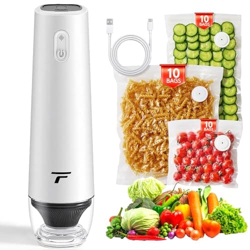 Vacuum sealer for food, Chef’s Design to Preserve Freshness, Compact Handheld Vacuum Sealer with 30 Reusable Bags, Professional-Grade for Food Storage Savers, Pebble - Image 1
