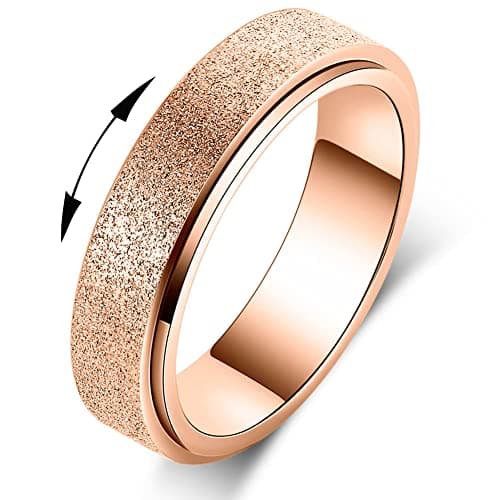 MHWTTY Anxiety Ring for Women Fidget Toys Adults Spinner Ring Fidget Rings Stainless Steel Fidget Spinner Ring Men Rose Gold - Image 1