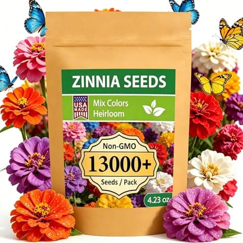 LUOJIBIE Zinnia Seeds, 13000+ Bulk Pack Mixed Colors Large Blooms Seeds, California Giant Zinnia Seeds for 2026, High Germination Non-GMO, Wildflower Seeds for Planting Indoor Outdoor, Open Pollinated - Image 1