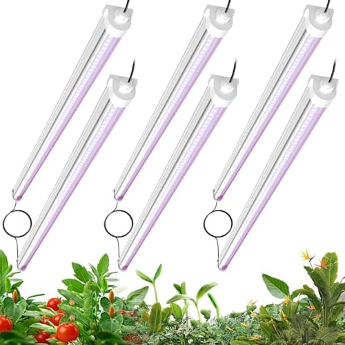 JESLED Waterproof Plant Grow Lights, 4FT Full Spectrum Grow Light for Seedling, Flowering & Fruiting, 288W(6 X 48W,1800W Equiv), Linkable Grow Light Strip, Plug and Play, Pinkish White,6-Pack - Image 1