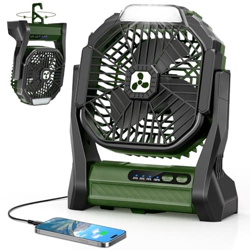 Portable Rechargeable Fan, 20000mAh Cordless Battery Powered Camping Tent Fans with LED Lantern, Small USB C Operated Outdoor Ventilador for Travel Camp Fishing Picnic Home Power Outage Emergency - Image 1
