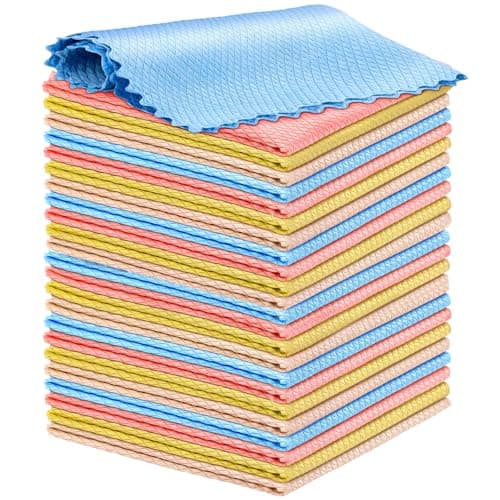 Niveaya 24 Pcs Fish Scale Streak Free Miracle Cleaning Cloth Easy Clean Nanoscale, Microfiber Window Mirror Glass Cleaning Cloth, Lint Free Cloth Wine Glass Polishing Towel, Reusable - Image 1