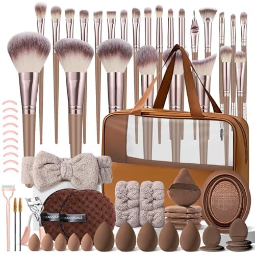 KUORYZAL Brown Makeup Brushes Set Professional 66Pcs with Case Premium Synthetic for Foundation Concealer Blush Eyeshadow Powder Contour Makeup Brush Kit Face Eye Make up Brushes & Tools - Image 1