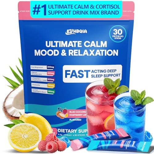 EYHBQIA Ultimate Calm Super Cortisol Reducer Supplement Drink - Sleep Aid, Magnesium Glycinate Powder, Ashwagandha, L Theanine, Holy Basil, Vitamin D3 - Image 1