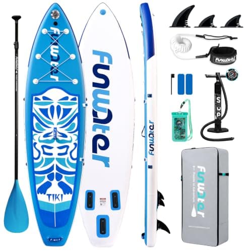 FunWater Inflatable 10'6×32"×6" Paddle Board SUP Stand Up Paddle Board for All Skill Levels Everything Included ISUP, Paddle, Pump, Backpack, Leash, Waterproof Bag, Fins - Image 1