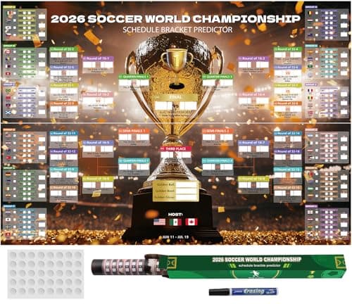 Koncifun 2026 World Soccer Cup Extra Large Schedule Poster, 2 in 1 45.3" x 31.5" No Crease Soccer Calendar World Cup Schedule Football Tournament for Home Bar Party Decorations - Image 1