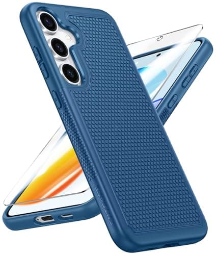 FNTCASE for Samsung Galaxy S25-Plus Case: S24-Plus Dual Layer Heavy Duty Cell Phone Protective Cover Shockproof Rugged with Non-Slip Textured - Military Drop Protection Bumper Tough - 6.7 inch (Blue) - Image 1