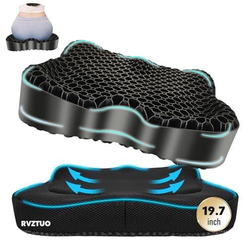 Cooling Gel Seat Cushion, Thickened Big Breathable Honeycomb Design Absorbs Pressure Points Gel Cushion with Anti-Slip Cover Cooling Seat Cushion for Office Chair Home Car Wheelchair Stadium Bleachers - Image 1