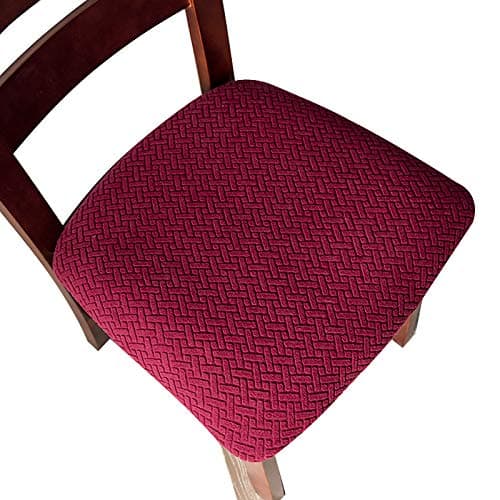 Genina Seat Covers for Dining Room Chair Seat Slipcovers Kitchen Chair Covers (Wine Red, 4 Pcs) - Image 1