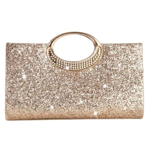LUKLUKTAISUN 2026 Glitter Sequin Clutch Purse for Women Elegant Bling Paillettes Evening Bag Sparkle Polyester Handbag(Gold) - Image 1