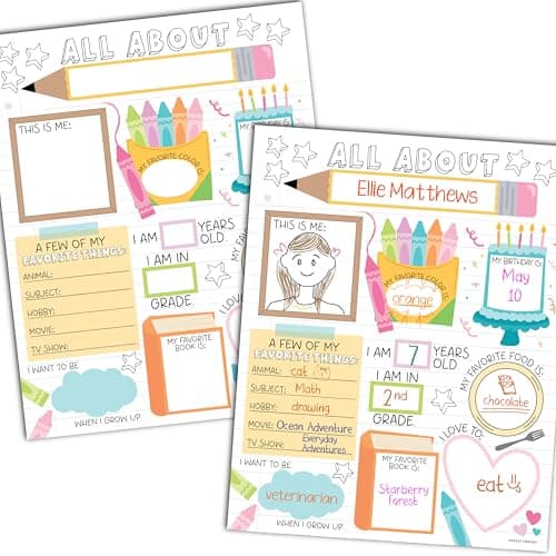 Hadley Designs All About Me Posters for Classroom Must Haves - 20 Star Student Poster, 100 Days of School Items, Star of The Week Poster Elementary Classroom Decor, End of School Year Teacher Supplies
