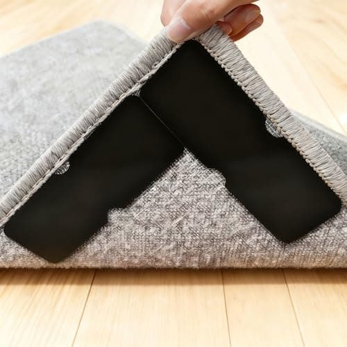 Washable Rug Grippers for Hardwood & Tile Floors, Reusable Non Slip Carpet Pads to Keep Corners Flat, Floor-Friendly Adhesive, Easy to Apply and Remove, Anti Curling Design (8 Pack) - Image 1