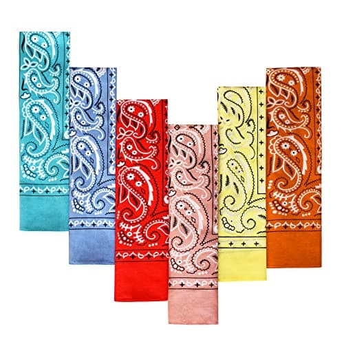 6-Pack 100% Cotton Bandanas Gift Set (Red Pink Yellow Orange Blue Teal) – 22x22 Inch Paisley Head Wraps, Face & Neck Scarves, Multi-Purpose Accessories for Men & Women, Holiday & Everyday Gifting - Image 1