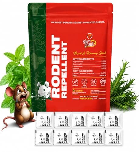 10 Pack Rodent Repellent Pouches | Mouse Repellent Pouches Plant-Based Formula - Peppermint Oil Rosemary Cinnamon Blend Fragrance Pouches for House & Indoor,14.5 Ounce (Pack of 1) - Image 1
