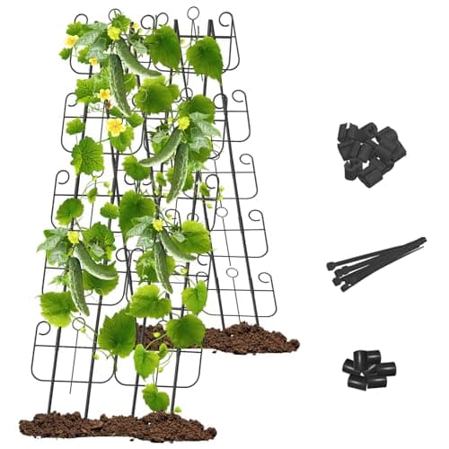Cucumber Trellis for Raised Bed, Metal Rustproof A-Frame Garden Trellis, Outdoor Heavy Duty Climbing Plants Support for Cucumber, Vegetables, Vine, Expandable Height & Width - Image 1