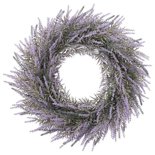 U'Artlines 24 Inch Large Lavender Wreaths for Front Door, Detachable Artificial Greenery Wreath with Plastic Base, Spring Summer Farmhouse Wreath for All Seasons Wall Outdoor Indoor Wedding Decor - Image 1