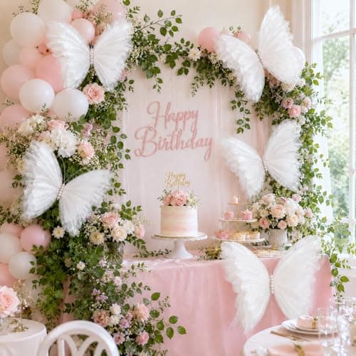 8 Pcs Large & Small White Butterfly Decorations, 3D Silk Butterflies Wall Decor with 3 Big 20 Inch & 5 Small 12 Inch Butterflies for Wedding, Baby Shower, Birthday Party, Nursery & Event Decoration - Image 1