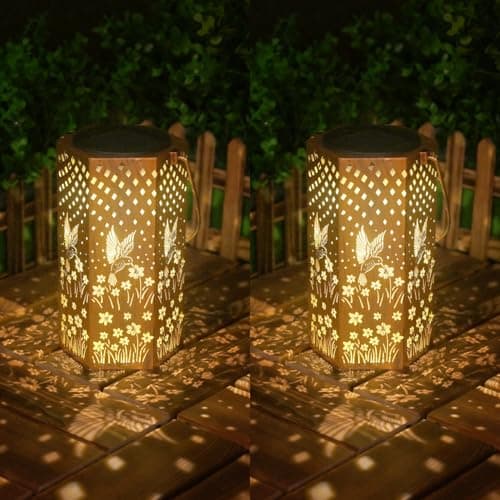 2 Packs Solar Lights Outdoor Waterproof Garden Decor - Birthday Gifts for Women, Men, Mom, Father, Garden Gifts, Hummingbird Outdoor Decor for Outside, Yard, Patio, Lawn, Landscape Path Lights - Image 1