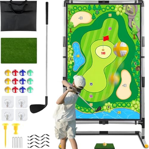 Cecnamt Golf Chipping Game - Battle Golf with Double-Sided Hitting Mat & Stand, Chip Sticky Practice Game for Adults & Kids, Indoor & Outdoor - Image 1
