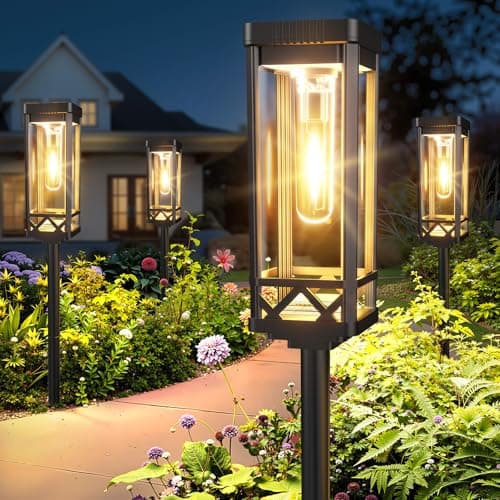 KOOPER Taller Solar Pathway Lights Outdoor, 8 Pack Upgraded Brighter Solar Garden Lights Solar Powered, Up To 15 Hours Outdoor Solar Lights for Yard Landscape Lighting Path Walkway Driveway Sidewalk - Image 1