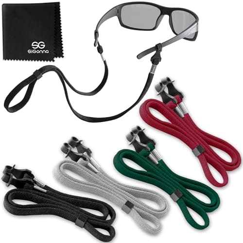 SIGONNA Eye Glasses String Holder Strap - Eyeglass Straps Cords for Men Women - Eyeglass Holders Around Neck - Sunglasses String Chain Lanyard Retainer - 4 Pcs Green Red - Image 1