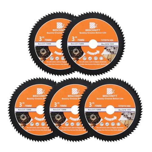 HSS Circular Saw Blade 3inch - BRSCHNITT 5pcs 72T 10mm Bore Cutting Discs for Wood, Copper, Aluminum, Plastic and Soft Metal - Image 1