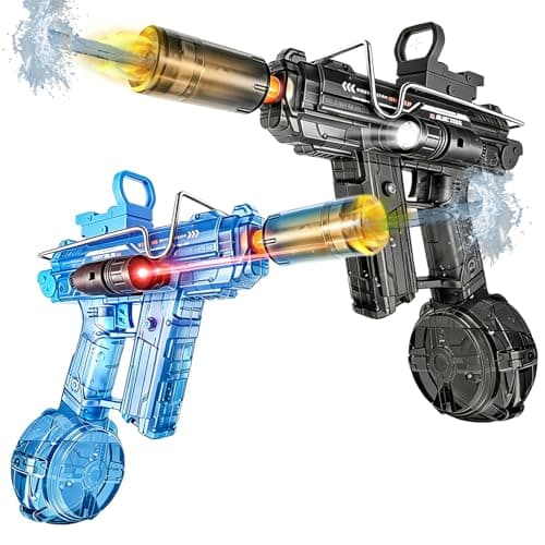 Electric Water Gun 2 Pack for Adults Kids,Rechargeable Automatic Water Gun with LED Flame Effect & Realistic Slide Action,Long Range, Super Powerful Electric Water Guns,Summer Battle Game Childs Gift - Image 1
