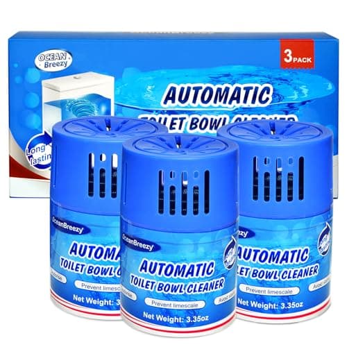 OceanBreezy Automatic Toilet Bowl Cleaner Bottles, 3 Pack In-Tank Toilet Cleaner for Stain Build-Up Prevention, Blue Long-Lasting Toilet Tank Cleaner, Septic Safe, Fresh Scent, Up to 3 Months Each